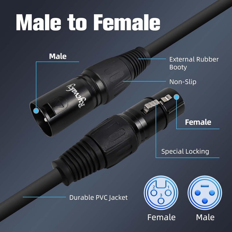 rycvaky 3 Pin Balanced DMX Cable 25ft 4 Pack, Shielded XLR Adapter Cord, DMX Stage Lighting Cable for Moving Head, Par Light, Speaker Systems, Mixer, Recording Studio - Image 5